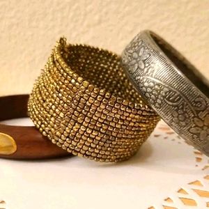 Metal and wood bracelets
